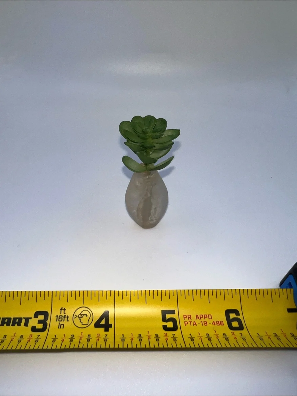 Miniature Faux Succulent in Marble-Look Vase - Green